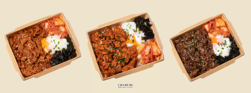 Korean food catering in Singapore. Rice bowls with meat or vegetarian options available. 